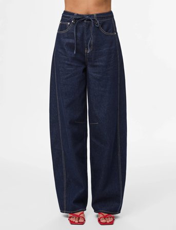 Pieces Pcfenna Mw Tie Barrel Jeans D2D Fsy - Navy - S x 32