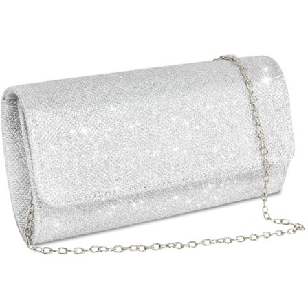 Naisten clutch-iltalaukku hopea glitter ketjulaukku tyylikäs kirjekuorilaukku juhlalaukku naisille tytöille häihin vapaa-aikaan juhliin gaalaan
