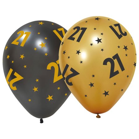 Latexballonger med Stjerner & Tallet 21 6-pakning