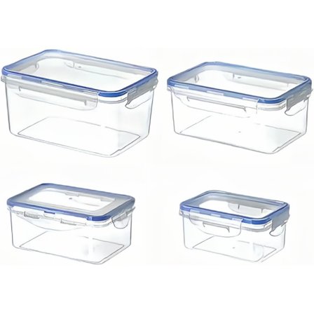 4-delad matförvaringsbehållare med lock, giftfri, BPA-fri med 4 låsflikar, uppvärmningsbar och kylbar. Mikrovågsugn, diskmaskin och frys säker.