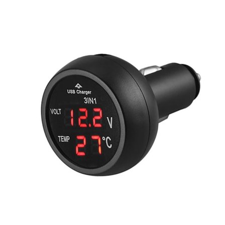 LCD-mätare USB-billaddare RÖD