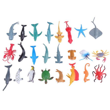 24 stk. Miniatur Havdyrfigurer Havdyrlegetøj Ocean