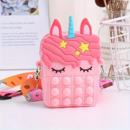 Silikon Enhjørning Messenger Bag, Søt Myntpung, Barnepopveske, Ideelt gavevalg pink