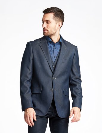 Lindbergh Black Denim Look Stretch Blazer - Navy - 48