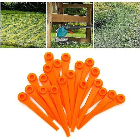 Set med 100 plastknivar för gräsklippare, kompatibel med Gardena 9823 9825 - 70 mm, orange