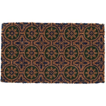 Kookoskuidusta valmistettu matto kukkakuosisena 75 x 45 cm