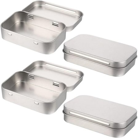 4 Mini Tin Box Tin Metal Rectangular Tin Hinged Small Storage for Candy Gifts Small Things Favorites