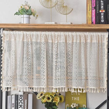 18" Gardin Valance til Køkken Cafe, Kort Boheme Blonder