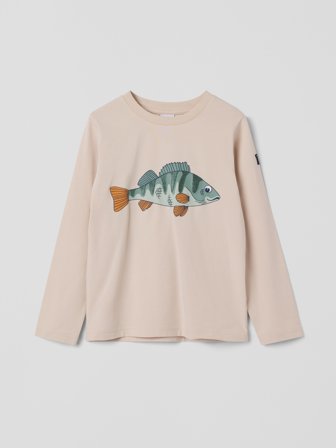 Polarn O. Pyret - Long-sleeved top with fish print - 92 - Childrenswear - beige