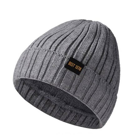 Fleece Warm Stickad Hat Manschettstickad Beanie LJUSGRÅ - high quality