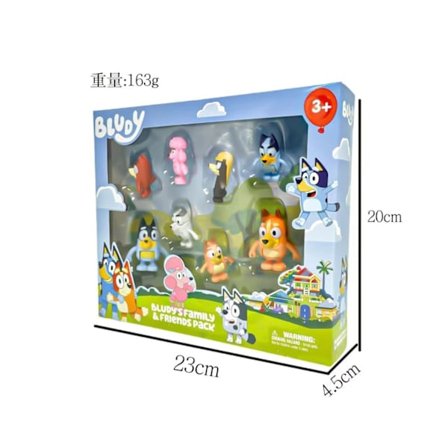 8-12 st Bluey Bingo Figur Leksaker Familj Kawaii Rörlig Led Actionfigur Leksaker Seriefigur Bluey Vänner Pvc Modell Docka för Nytt År