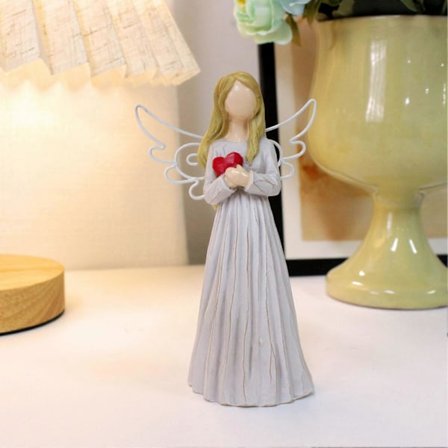 Engel Statue Udsøgt Resin Ansigtsløs Hjerte Engel Figur Ornament Håndværk til Hjem Skrivebordsdekoration