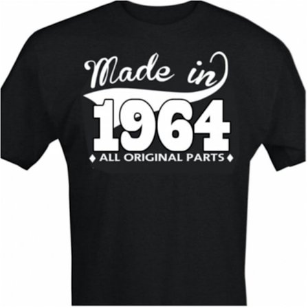 Svart T-shirt med design - Made in 1964 - All original parts