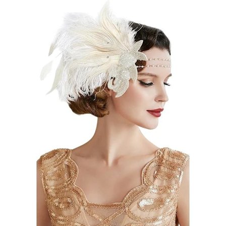 Hårbånd, Krystalhårbånd 1920'er Fjerhårbånd Gatsby Flapper Tilbehør Charleston Hårbånd 20'er Vintage Temafest