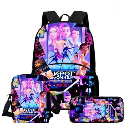 K-Pop Demon Hunter Rygsæk Skuldertaske Madkasse Penalhus Skolerygsæk-FF- 3PKWKH003