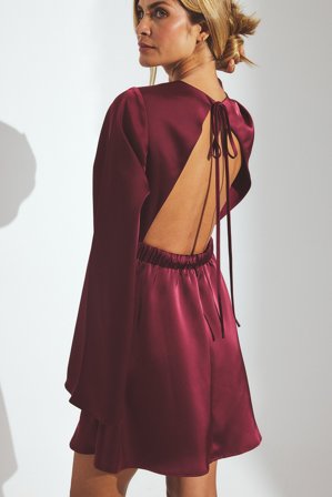 NA-KD Klänning med öppen rygg - Julklänningar - Burgundy - EU 32