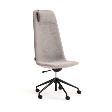 Chair LANGLEY, high seat, wheeled,black/taupe