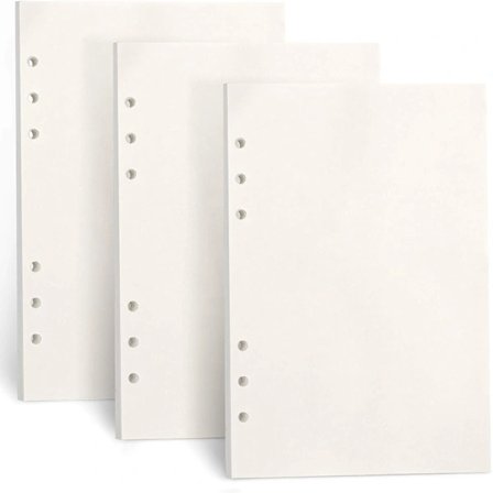 A5 Refill Paper, 3-pack 100GSM Tjockt Refillable Paper 6 Håls Filler Inserts Lösbladspapper 135 Ark (270 Sidor) för Pärm Jo...