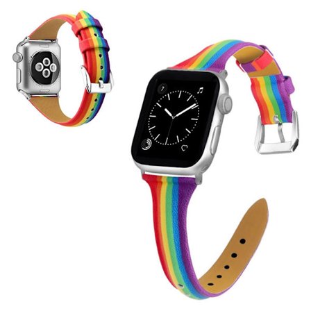 Apple Watch Series 6 / 5 40mm rainbow äkta läder klockarmband