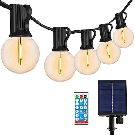 Solcellelyskjede 8,8M 12 G40 Imiterte Filamentpærer - Ferie- og Juledekorasjon for Gårder Hager Hjem KLB