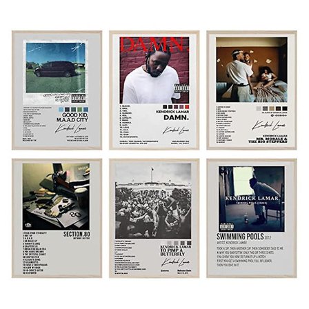 6-pack Kendrick Lamar Poster Musikalbum Rapper Affischer För Rum Estetisk Väggkonst Heminredning Gåvor Utan Ram
