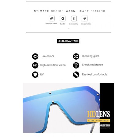 Oversized Shield Solbriller Flat Top Gradient Linser Rimeløse Briller For Kvinner Menxq-sg1280