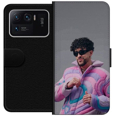 Kompatibel Tegnebogsetui til Xiaomi Mi 11 Ultra Farverig illustration af et trist hjerte på stranden med palmer, delfiner og solnedgang i retrosk kun