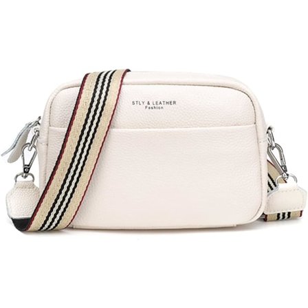 Crossbody taske til kvinder, lille taske i ægte læder, hvid