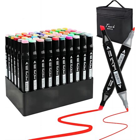 Highlighter Twin Tip Sketch Marker Pens Set med bärväska Graffitipennor - 60 färger