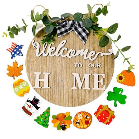 Utbytbart säsongsbetonat välkomnande skylt ytterdörr dekor, rustik R