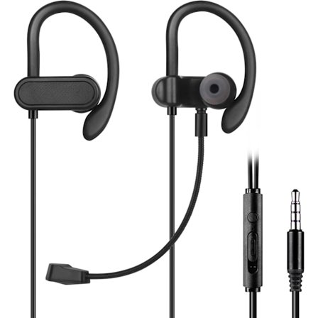 Mini-headset för spel och webbkonferenser, 3,5 mm öronsnäckor med bommikrofon och öronkrokar för PC, mobil, Xbox Series X/S, Xbox One, PS5, PS4, 