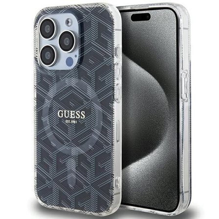 Guess IML GCube MagSafe-etui til iPhone 15 Pro Max - sort