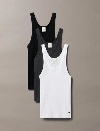 Calvin Klein Scoop Neck Cotton Tank 3Pk - Black - M