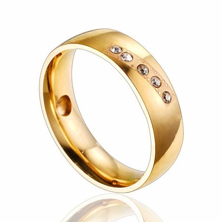 Rostfritt stål ring CZ GULD