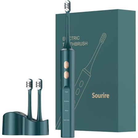 Sonic Elektrisk Tannbørste med 2 Børst Hoveder for Voksne, Trådløs Rask Lading, Ekstra Lang Standby, 4 Rengjøringsmoduser