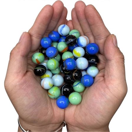 50 Marmorkuler i Glass, 25mm, Blandede Farger.