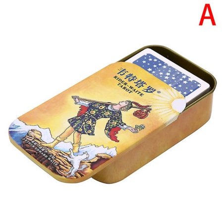 Mini-tarotkort Mystisk spådom Personlig kortstokk med metallboks