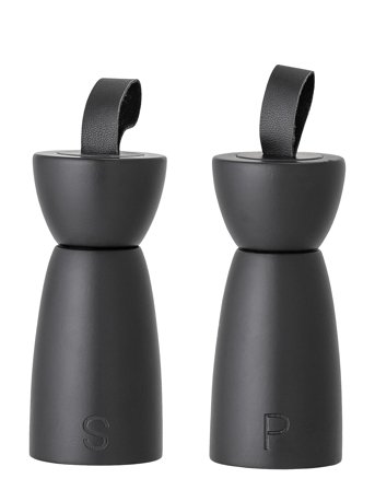 Bloomingville | Salt & Peberkværn, Sort, Gummitræ Sæt Of 2 | ONE SIZE