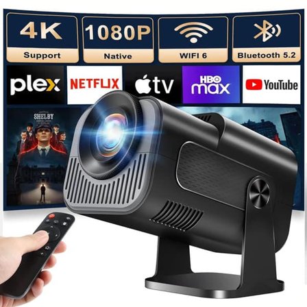 Mini 4K Projektor Full HD 1080p – Smart Android 11, 300 ANSI, WiFi 6, Bluetooth 5.0, 180° Roterbar