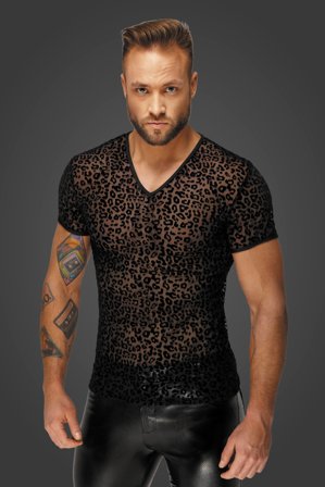 Noir Handmade: H071 Leopard flock v-neck t-shirt - Vuxen.dk: For ham
