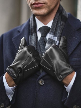 John Henric Men's Schwarze Lederhandschuhe Size 10