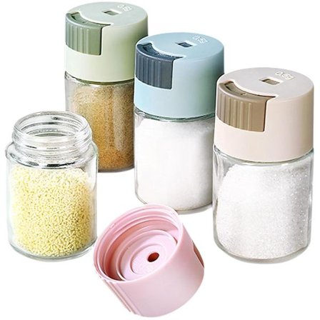 Set med 4 örtburkar - transparenta - 100 ml - högkvalitativt glas