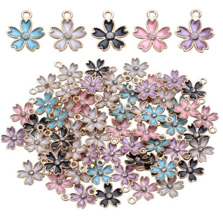 50 st körsbärsblomma berlock körsbärsblomma charms legering växter