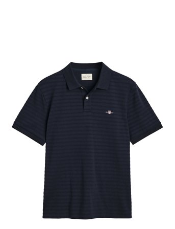 GANT Texture Stripe Polo - Black - XL