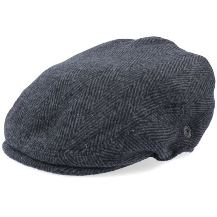 Jaxon & James - Grå flatcap Keps - Herringbone Charcoal Flat Cap @ Hatstore