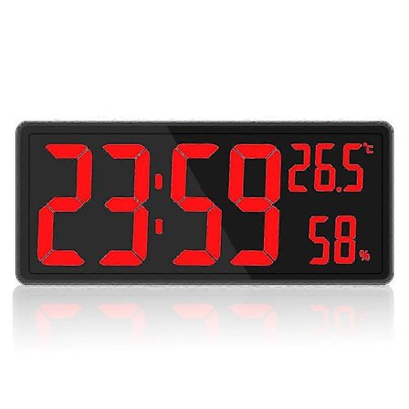 Digital Klocka Stor Display, Stor Digital Väggklocka Med Temperatur Och Luftfuktighet, Digital Väggklocka Med LED-siffror För Sovrum, Kontor röd