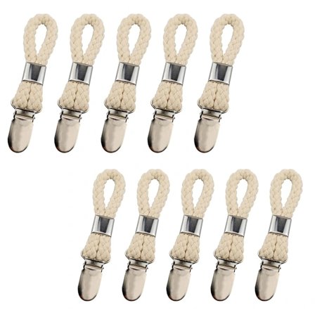 10 kpl Punottu Puuvillarengas Pyyhepidike Punottu Puuvillarengas Pyyhe Metallipidike Kodin Säilytysripustin Keittiöpyyhekoukku Pidike Beige