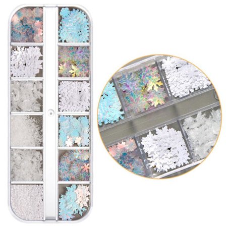 Joulukoristeet lumihiutaleet kynsilitteriä käytännöllisessä laatikossa