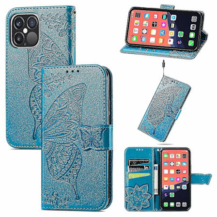 Sommerfugl Kærlighed Blomst Læder Etui Til Iphone 13 Pro