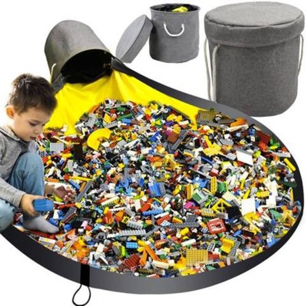 Lekematte med kurv for barn - Leketøyoppbevaring grå